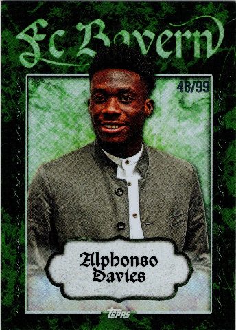 Alphonso Davies · Numerotat · 48/99, fața cartonașului scanată